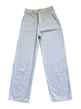 Divided Y2K Women’s Beige and Black Striped Carpenter Jeans size 4